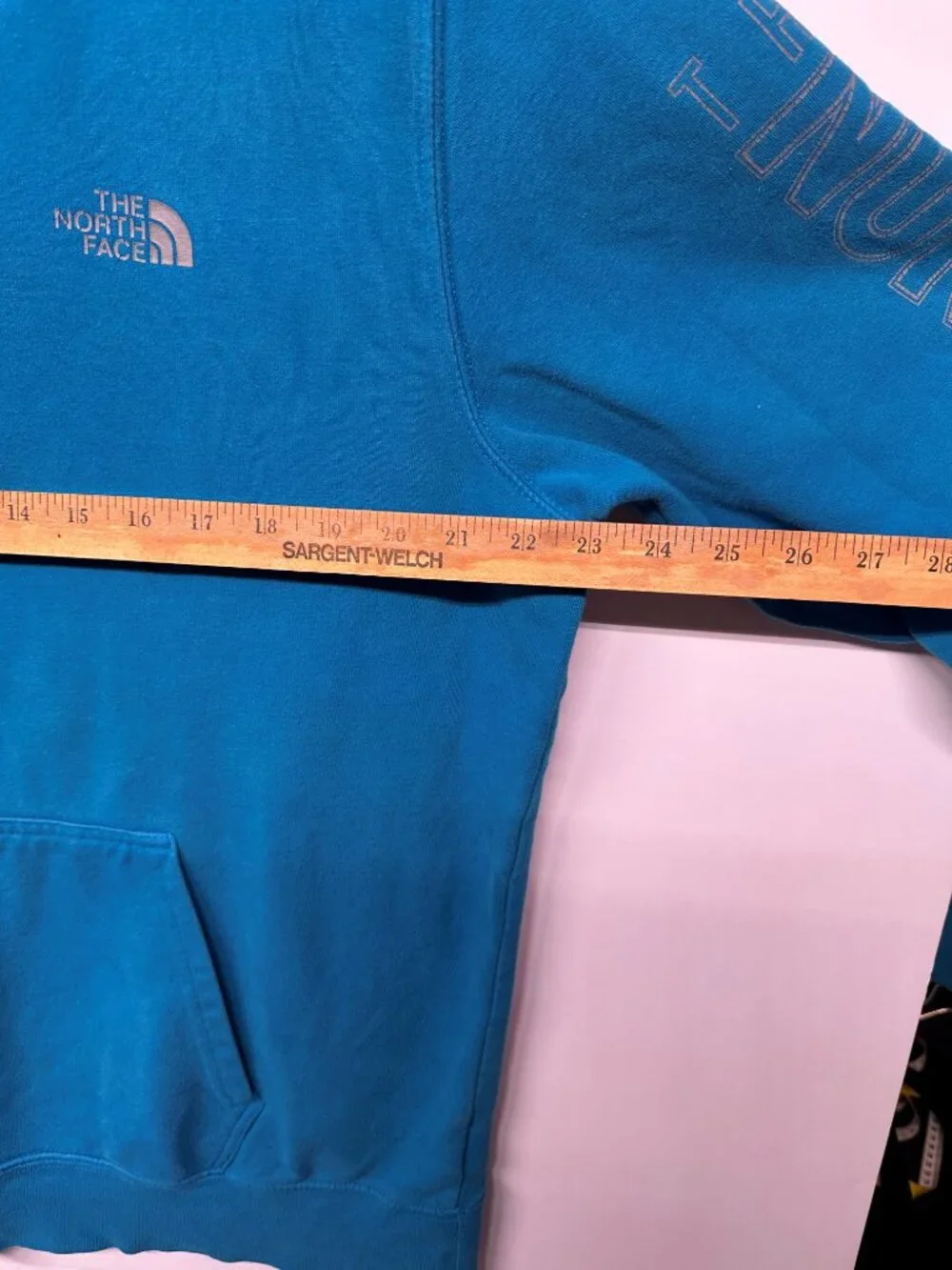 The North Face Hoodie Mens Large Teal Logo Pullover Fleece